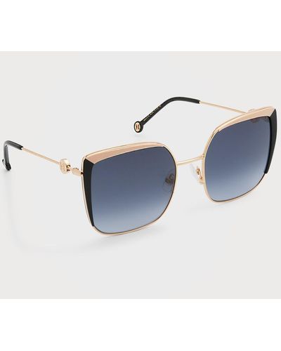 Carolina Herrera Monogram Square Acetate & Stainless Steel Sunglasses - Blue