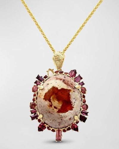 Stephen Dweck Fire Opal And Tourmaline Pendant Necklace - White