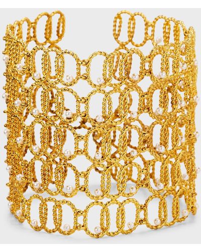 Joanna Laura Constantine Twisted Wire And Mini Pearl Statement Bracelet - Metallic