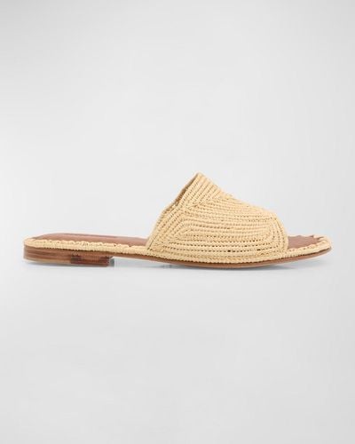 Carrie Forbes Linea Flat Raffia Sandals - White