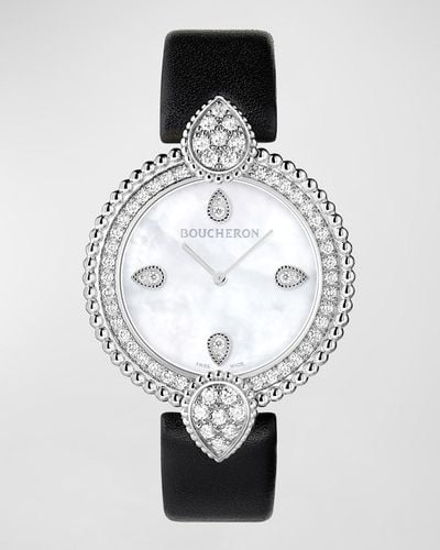 Boucheron Serpent Boheme 18k White Gold Watch With Diamonds And Mother Of Pearl - Metallic