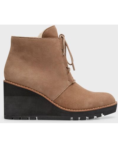 Earth lace up cheap suede wedge booties