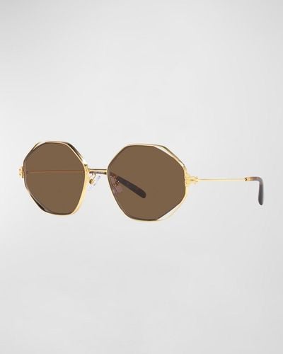 Tory Burch 56mm Irregular Sunglasses - Metallic