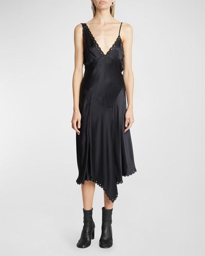 Isabel Marant Ayrich Embellished Asymmetric Sleeveless Midi Slip Dress - Black