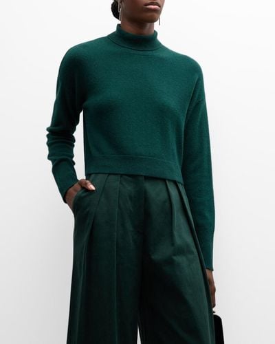 SABLYN Sable Cashmere Turtleneck Cropped Sweater - Green