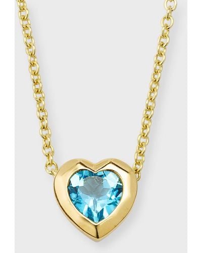 Ippolita 18k Rock Candy Caramella Heart Pendant In Swiss Blue Topaz, 16-18"l