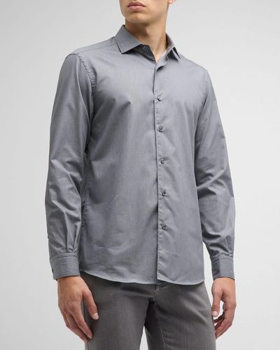 Zegna Premium Cotton Sport Shirt - Gray