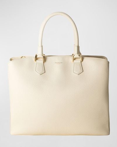 Serapian Luna Leather Top-handle Bag - Natural