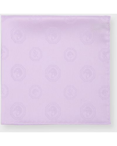 Stefano Ricci Eagle Monogram Silk Pocket Square - Purple