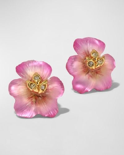 Alexis Pansy Lucite Petite Post Earrings - Pink