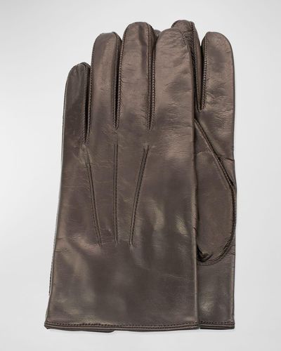 Portolano Napa Leather Whipstitched Gloves - Brown