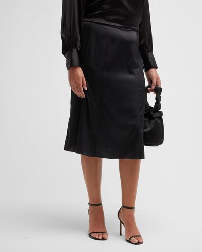 Gabriella Rossetti Bellini Silk Charmeuse Midi Skirt - Black