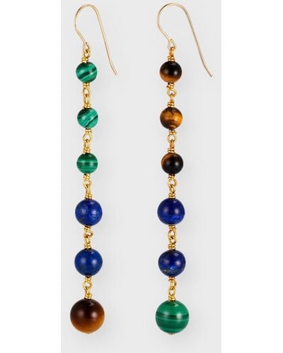 Nest Tigers Eye And Lapis Earrings - White