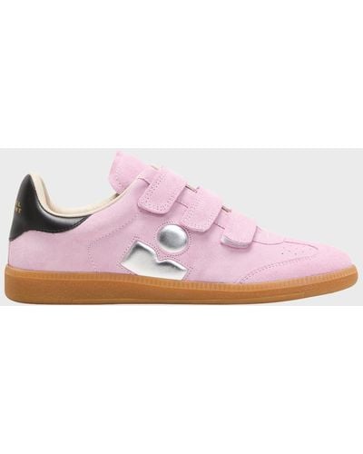 Isabel Marant Beth Mixed Leather Triple-Grip Sneakers - Pink