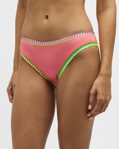Platinum inspired by Solange Ferrarini Crochet-Trim Scoop Bikini Bottoms - Pink