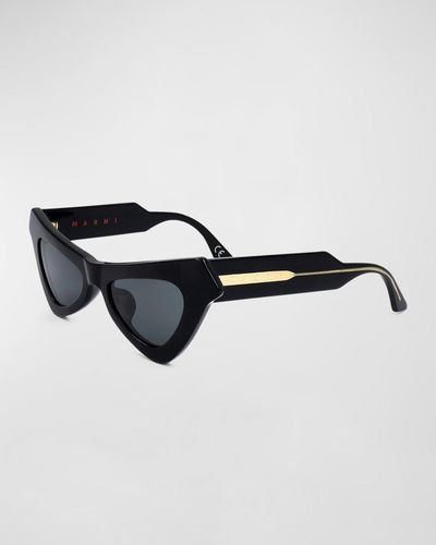 Marni Logo Acetate Cat-Eye Sunglasses - Black