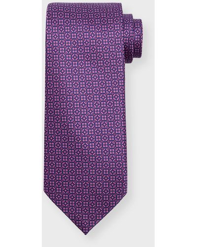 Stefano Ricci Micro-medallion Silk Tie - Purple