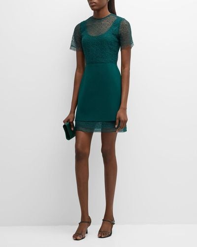 Jason Wu Corded Geometric Lace Mini Dress - Green