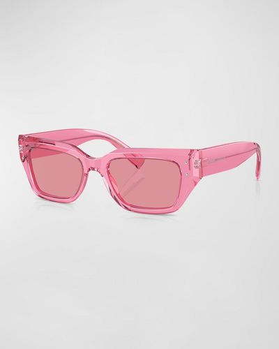 Dolce & Gabbana Sharp Mirrored Acetate & Plastic Cat-Eye Sunglasses - Pink