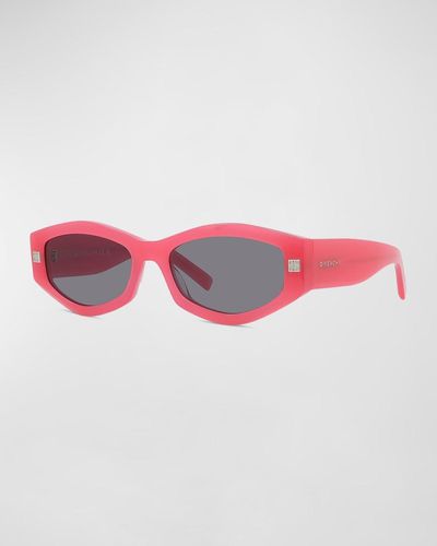 Givenchy Gv Day Geometric Acetate Oval Sunglasses - Pink