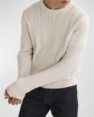 Rag & Bone Durham Herringbone Cashmere Sweater - Natural