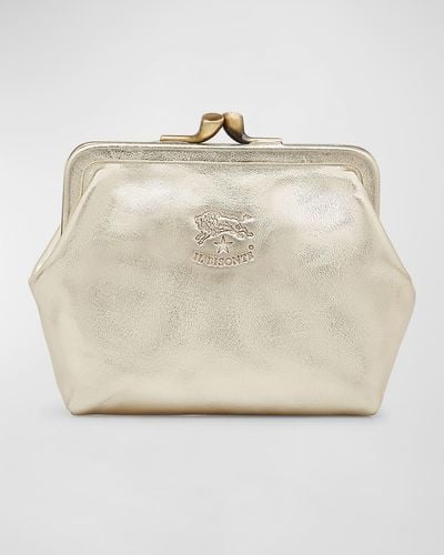 Il Bisonte Manuela Classic Metallic Leather Coin Bag - Natural