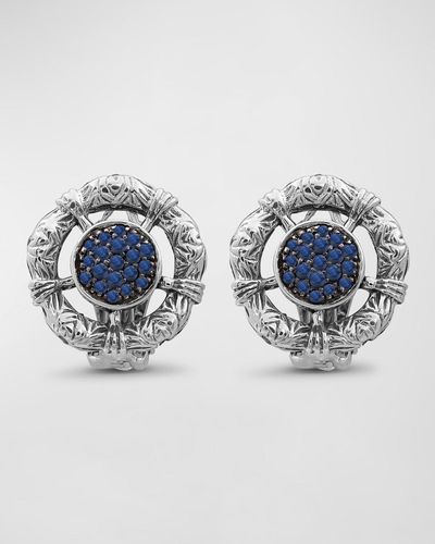 Stephen Dweck Blue Sapphire Earrings In Sterling Silver