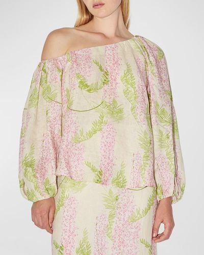BERNADETTE Raquel Floral-Print Off-The-Shoulder Linen Top - Multicolor