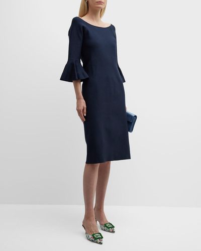 Carolina Herrera Off The Shoulder Silk Blend Midi Dress - Blue