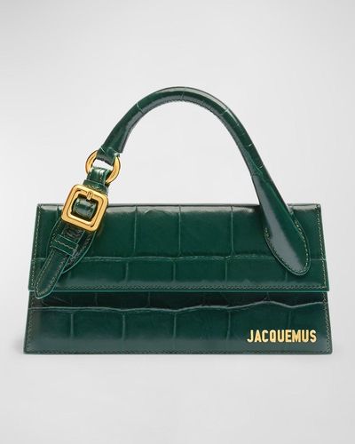 Jacquemus Le Chiquito Long Croc-Embossed Top-Handle Bag - Green