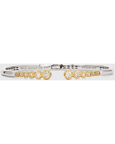 Three Stories Jewelry Two-tone Classic Open Bezel-set Diamond Bracelet - White