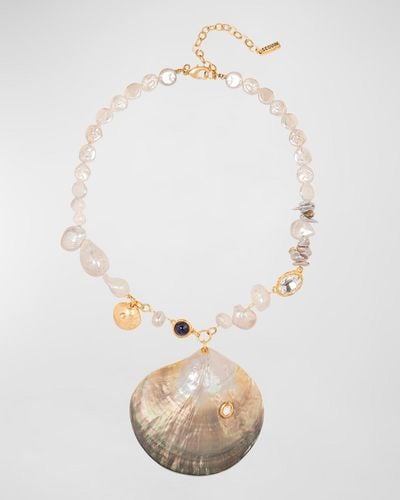 Sequin Shell Necklace With Mother-Of-Pearl - White