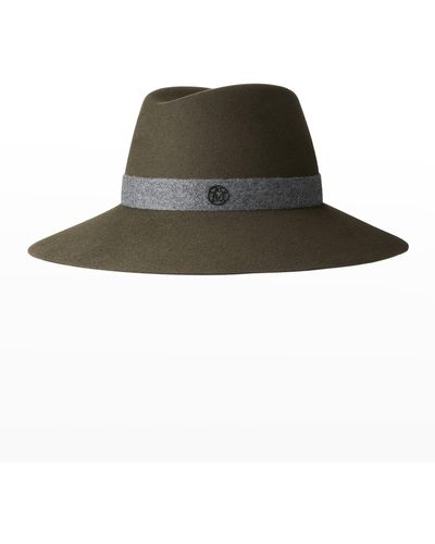 Maison Michel Kate Wide-Brim Wool Felt Fedora Hat - Green