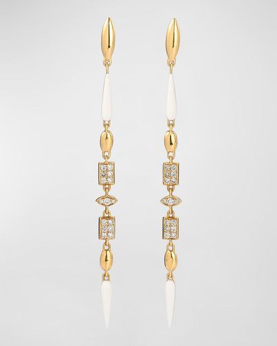 Etho Maria Noble Ceramic And Diamond Linear Earrings - Metallic