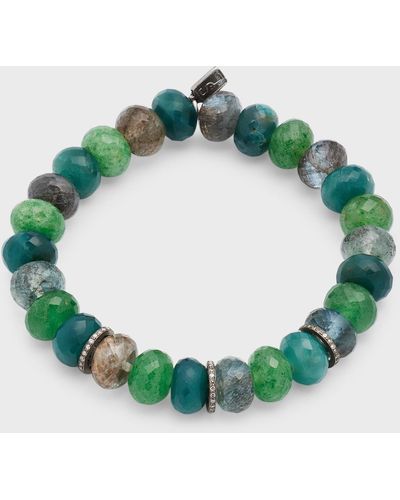 Sheryl Lowe Green Quartz Bracelet With 3 Diamond Rondelle