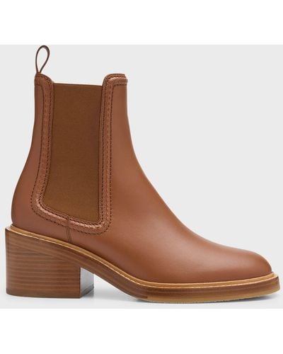 Chloé Mallo Leather Ankle Chelsea Boots - Brown