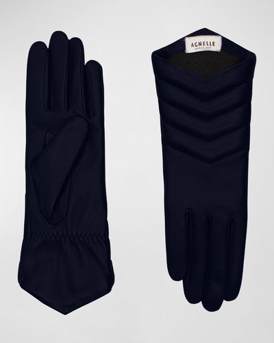 Agnelle Apoline Leather Gloves - Blue