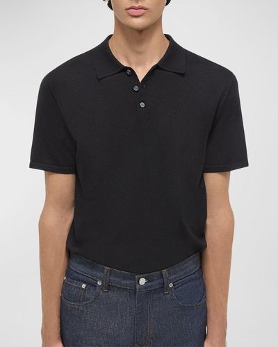 Helmut Lang Wool-Silk Polo Shirt - Black