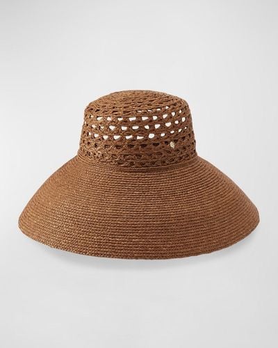 Helen Kaminski Lace Braid Raffia Structured Hat - Brown