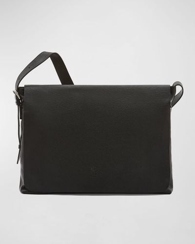 Il Bisonte Brolio Leather Messenger Bag, L - Black