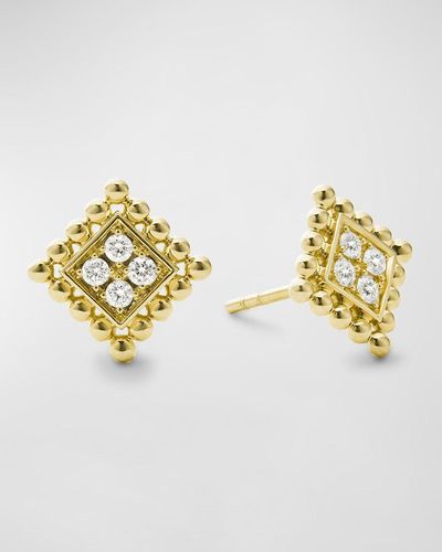 Lagos Covet 18k Gold 11mm Pave Diamond Stud Earrings - Metallic
