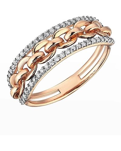 Kismet by Milka 14k Rose Gold Diamond 3-ribbon Chain Ring - White