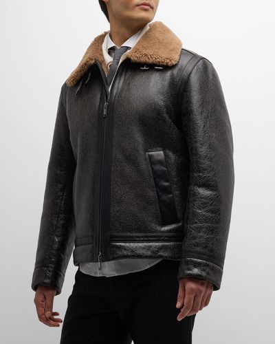 BOSS by HUGO BOSS Hybrid Jacket In Shearling Suede And Nappa Leather in  Natural for Men | Lyst