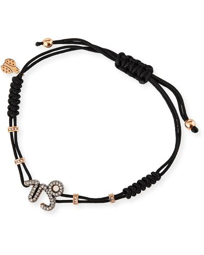Pippo Perez 18k Pink Gold Diamond Capricorn Pull-cord Bracelet - Black