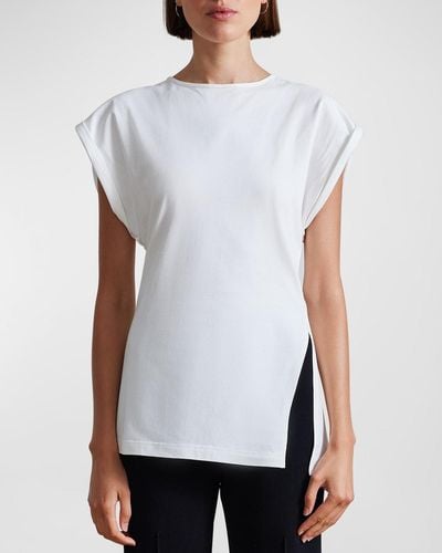Apiece Apart Asymmetric Dolman-Sleeve Cotton Jersey Tee - White