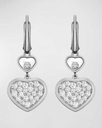 Chopard Happy Hearts 18k White Gold Diamond Bezel & Pave Drop Earrings
