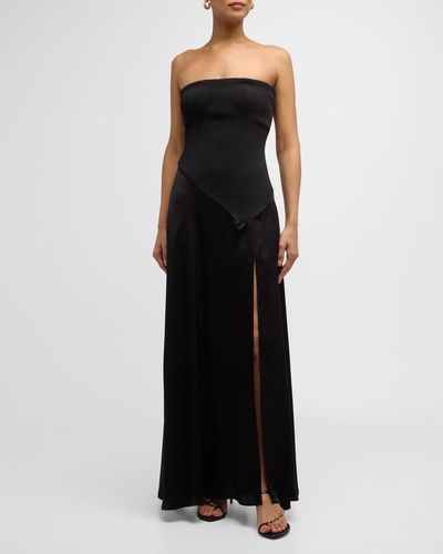 Jonathan Simkhai Kory Strapless Bustier Combo Gown - Black