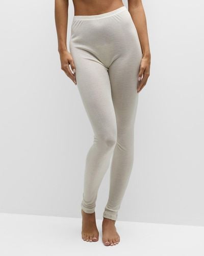 Hanro Lace-trimmed Ribbed Merino Wool And Silk-blend Leggings