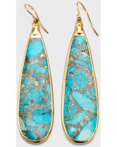 Devon Leigh Jasper Gold Foil Dangle Earrings - Blue