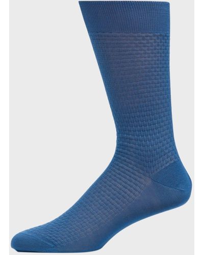 Brioni Calza Corta Cotton Crew Socks - Blue